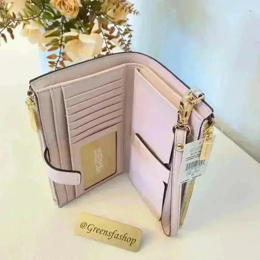 Michael Kors Double Zip Wallet With Wristlet powder blush - Picture 3 of 7